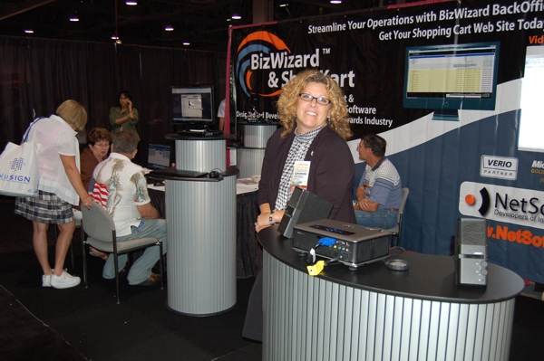 NBM Show in Long Beach, California 2010 Kami Arnold provides an intelllectual pose for the Camera.