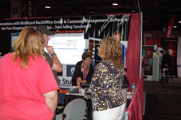 NBM Show in Long Beach, California 2010 Kami Arnold demonstrates awards shopping cart (ShopKart) and BizWizard Order Manager to prospective Customers