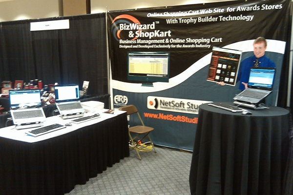 Awards Shopping Cart and Awards and Trophy Point of Sale Order Tracking Software Booth Pictures from Texas Trophy Show