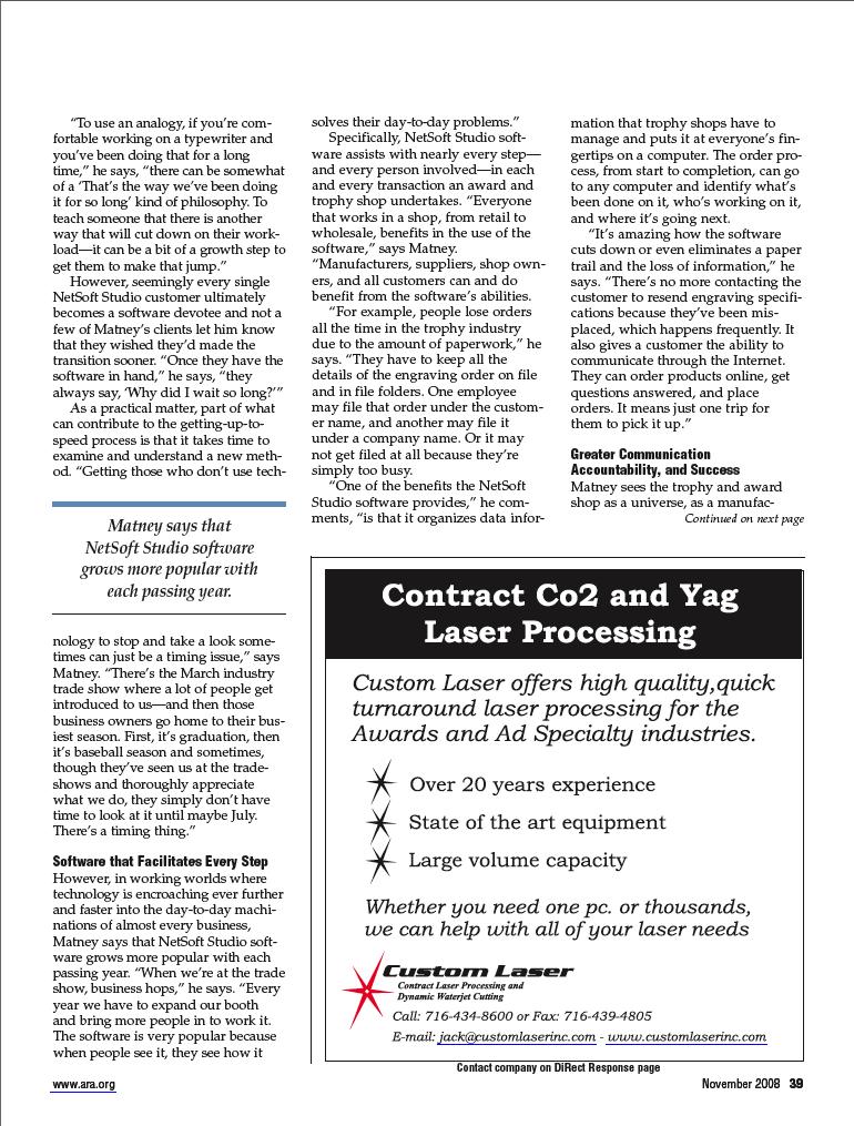 Recognition Review Article Page Two - Due to Copyrights, Text may not be duplicated for those with Disabilities and only authorization to use printed page as show in the magazine has been authorized by the Publisher.